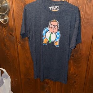 Men's Graphic T-Shirt with Chris Farley, “Van Down By The River” Foley design.